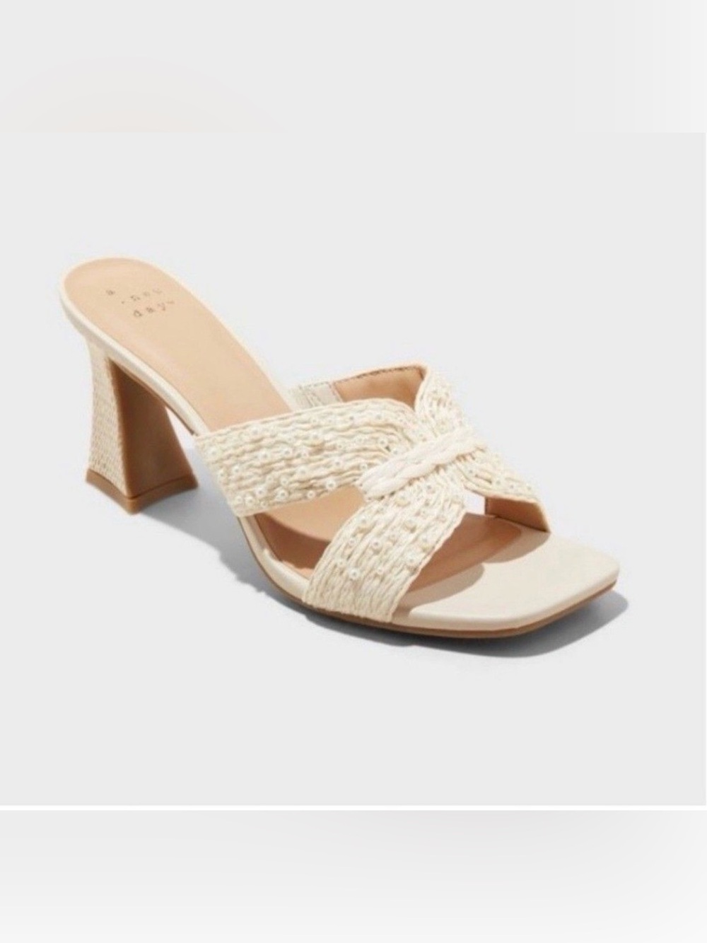 Women's New A New Day Cream Tia Mule Heels with Faux Pearls size 11